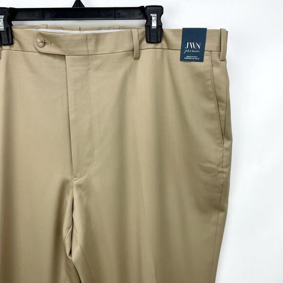 JWN Nordstrom Mens Pants 44R Tan Khaki Wool Blend Straight Leg Trouser NWT - Picture 2 of 9
